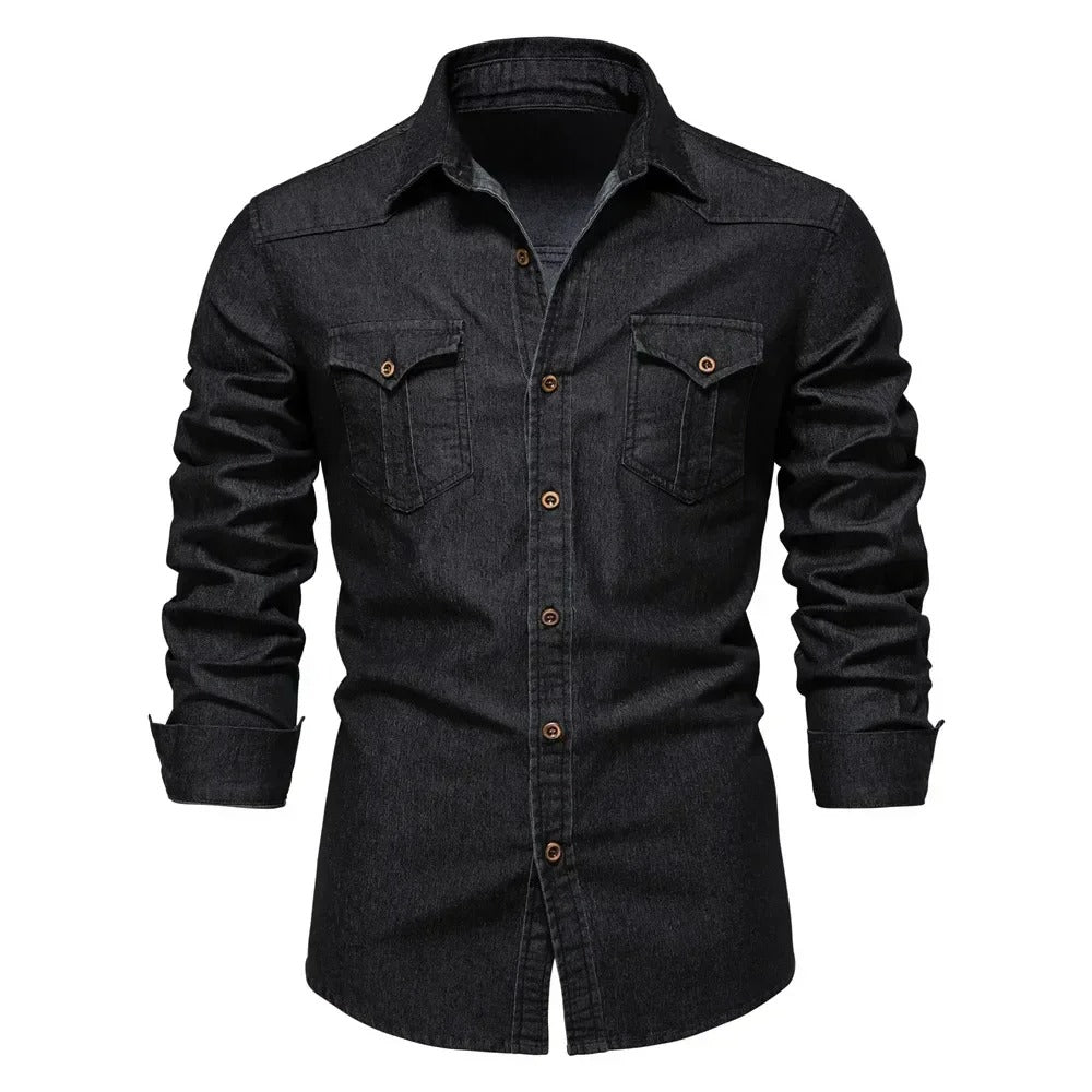 Camisa de Denim Hombre Slim Fit Manga Larga Brescia - foto 8