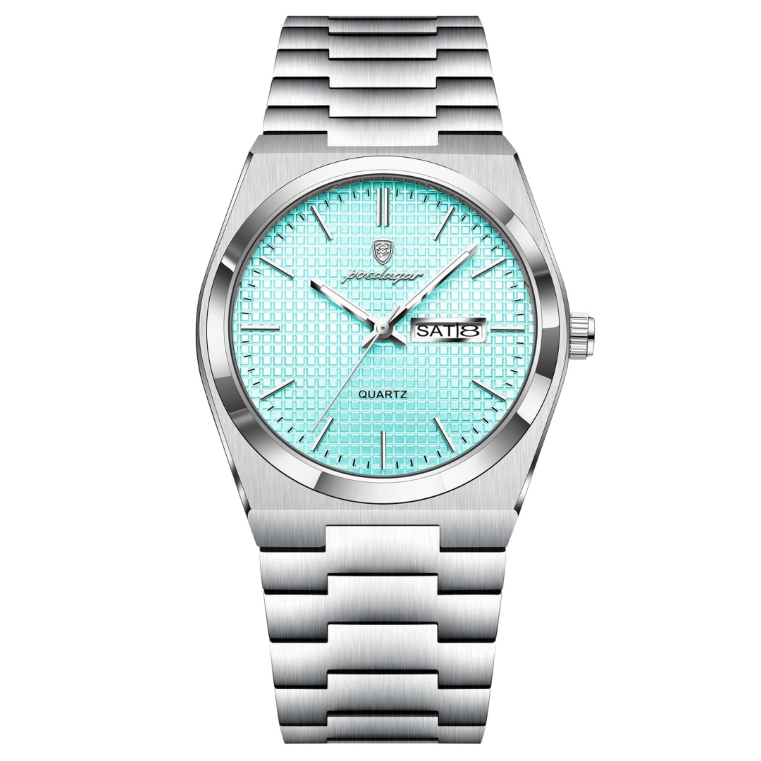 Reloj Hombre Relieve Azul Menta