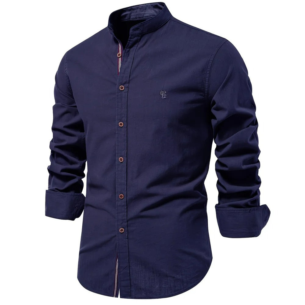 Camisa Hombre 100% Algodón Cuello Alto Manga Larga Casual Padua - foto 11