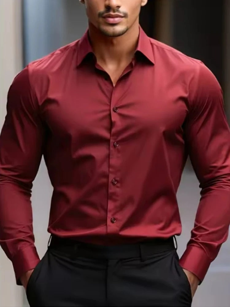 Camisa de Vestir Hombre Slim Fit Anti-Arrugas Manga Larga Salerno - foto 4