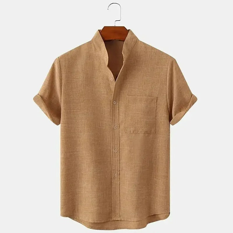 Camisa Hombre 100% Lino Cuello Mao Manga Corta Salta - foto 8