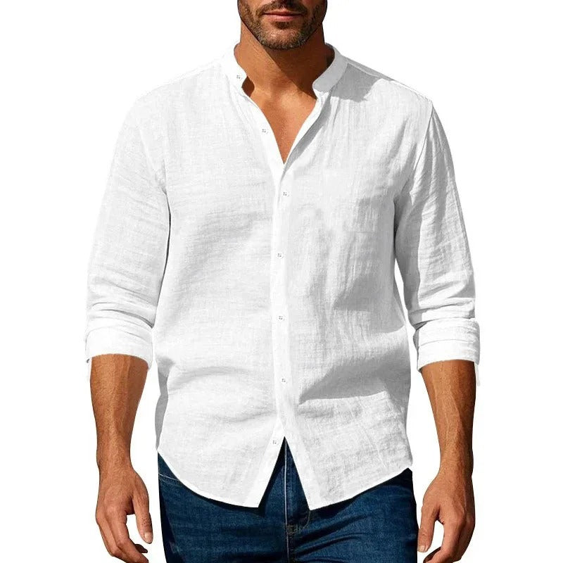 Camisa de Lino Hombre Cuello Henley Manga Larga Sorrento - foto 7