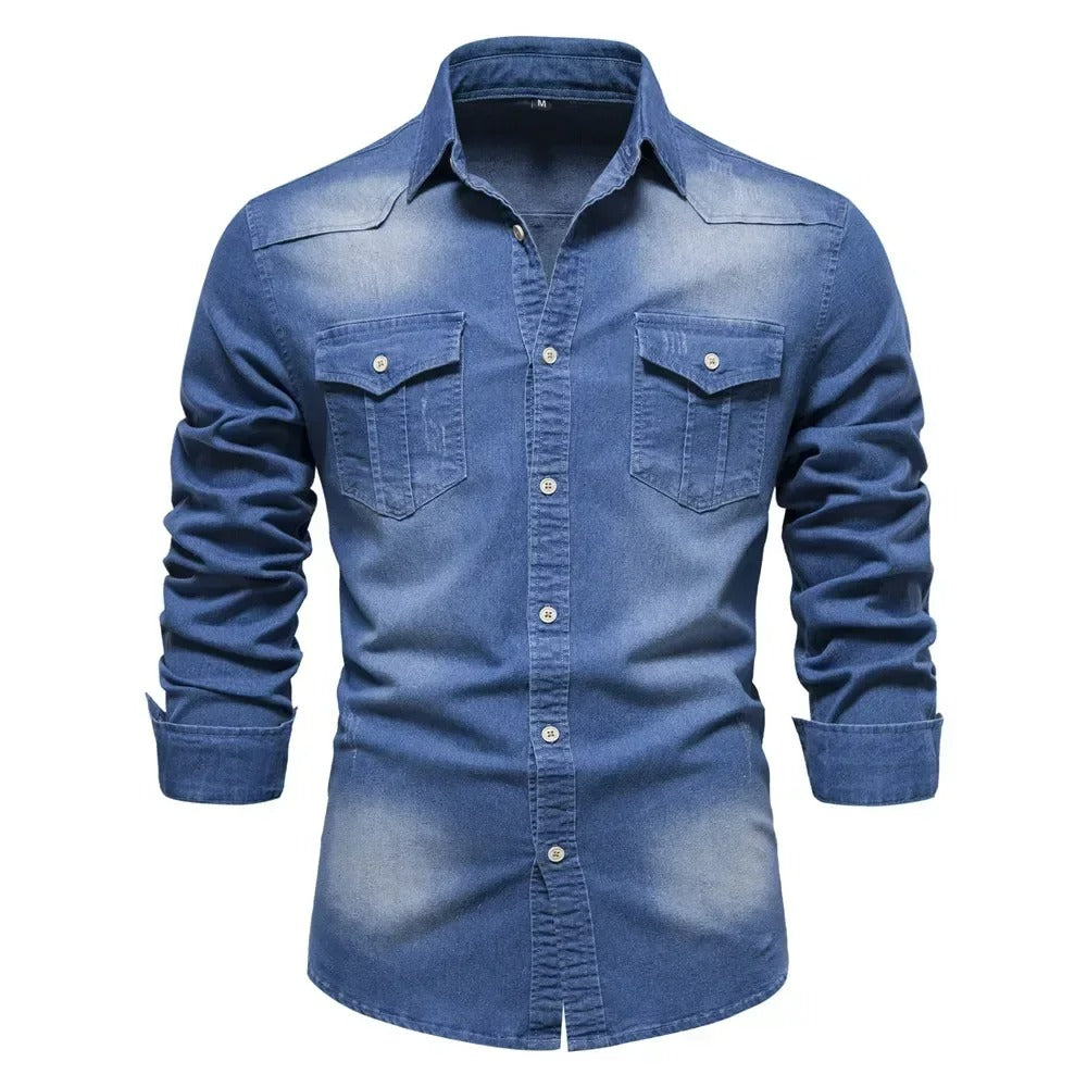 Camisa de Denim Hombre Slim Fit Manga Larga Brescia - foto 7