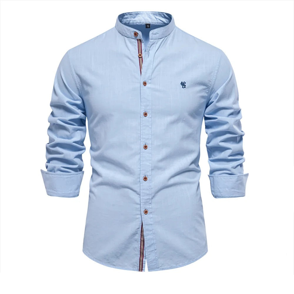 Camisa Hombre 100% Algodón Cuello Alto Manga Larga Casual Padua - foto 6