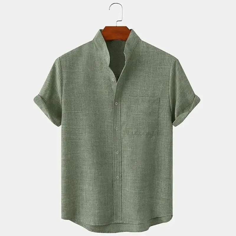 Camisa Hombre 100% Lino Cuello Mao Manga Corta Salta - foto 4