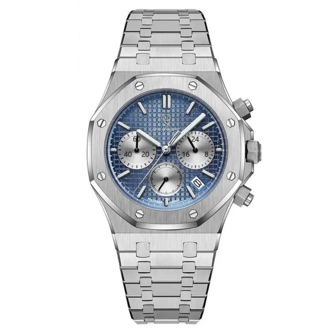 Reloj Hombre Roble Real Plata / Azul