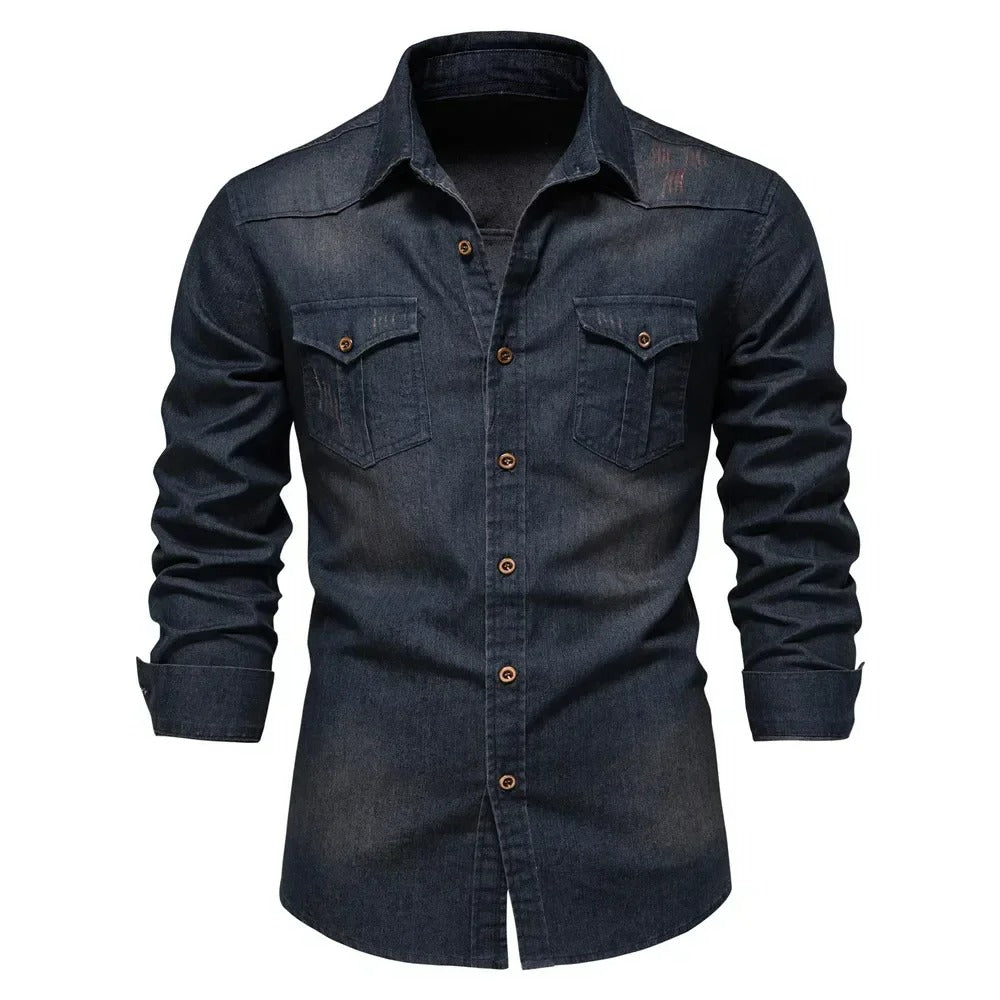 Camisa de Denim Hombre Slim Fit Manga Larga Brescia - foto 9