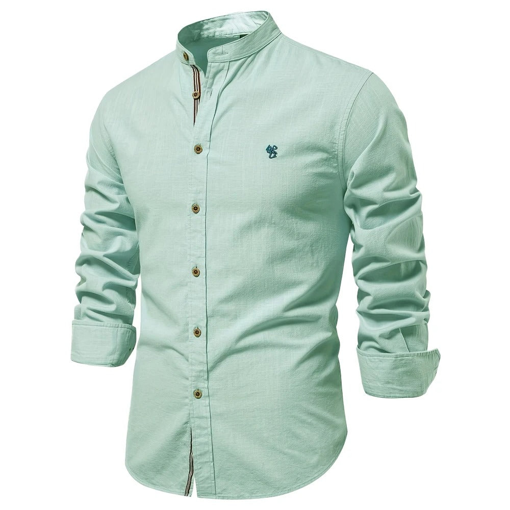 Camisa Hombre 100% Algodón Cuello Alto Manga Larga Casual Padua - foto 8