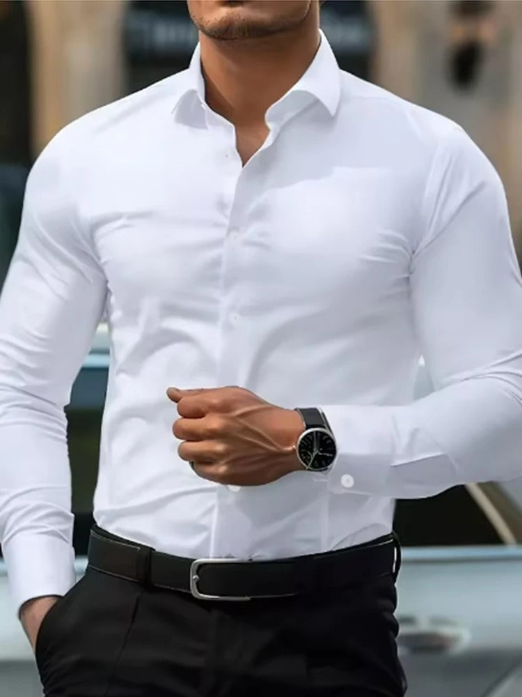 Camisa de Vestir Hombre Slim Fit Anti-Arrugas Manga Larga Salerno - foto 3