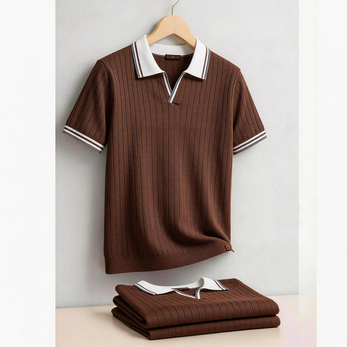 Camisa Polo Hombre 100% Algodón Old Money Cuello Camisero Urbino - foto 7