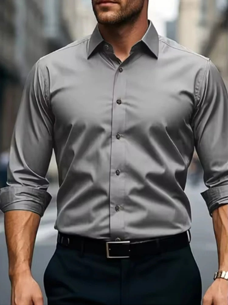 Camisa de Vestir Hombre Slim Fit Anti-Arrugas Manga Larga Salerno - foto 5