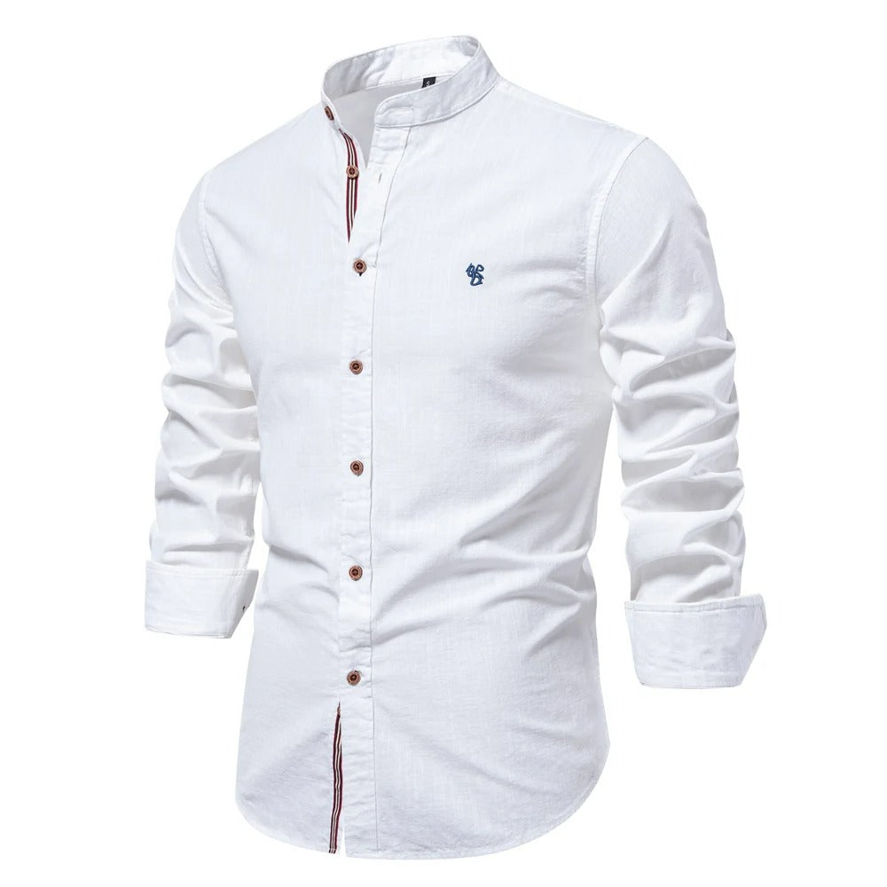 Camisa Hombre 100% Algodón Cuello Alto Manga Larga Casual Padua - foto 10