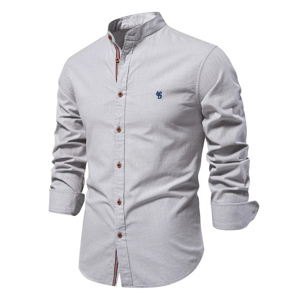 Camisa Hombre 100% Algodón Cuello Alto Manga Larga Casual Padua - foto 7