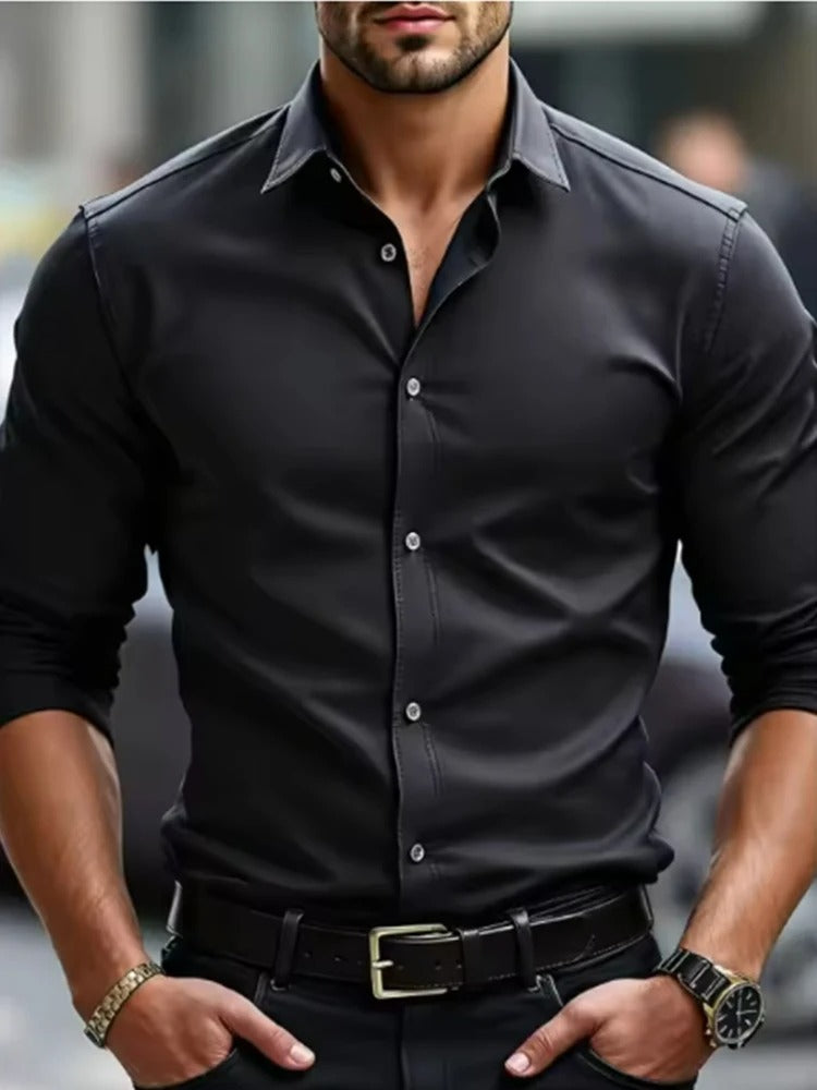 Camisa de Vestir Hombre Slim Fit Anti-Arrugas Manga Larga Salerno - foto 7
