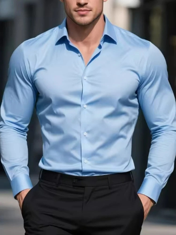 Camisa de Vestir Hombre Slim Fit Anti-Arrugas Manga Larga Salerno - foto 8