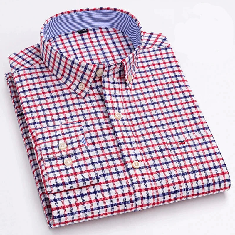 Camisa Hombre Mini Cuadros Color Manga Larga 100% Algodón Córdoba - foto 2