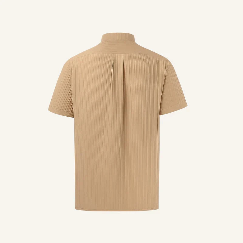 Camisa Hombre Cuello Mao Plisada Old Money Richelieu - foto 3