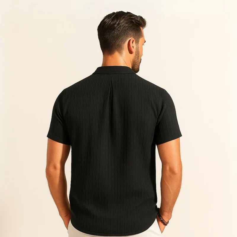 Camisa Hombre Cuello Mao Plisada Old Money Richelieu - foto 10