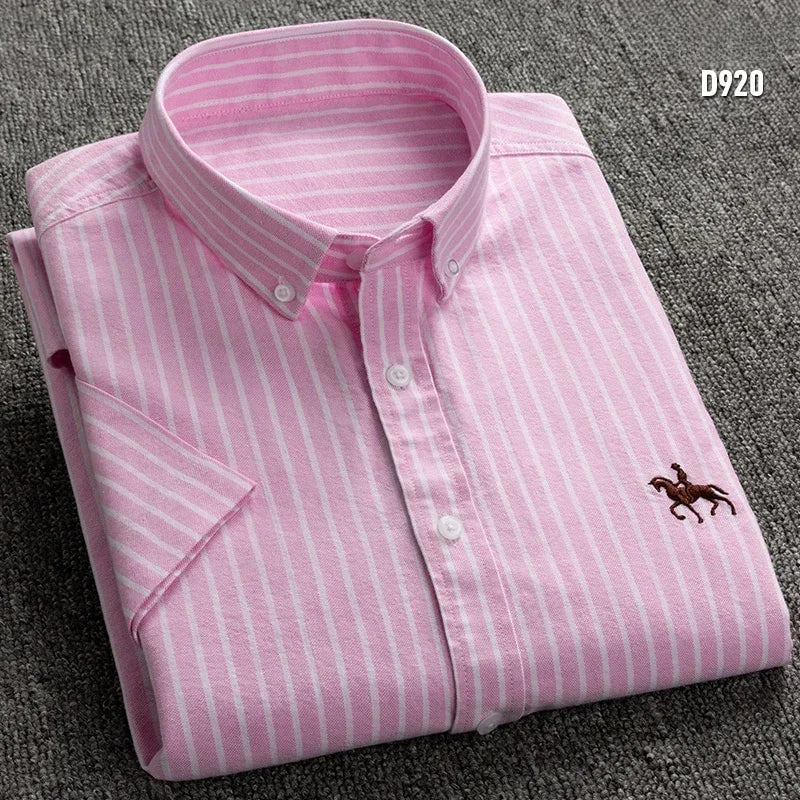 Camisa Hombre a Rayas Manga Corta Algodón de Vestir Casual - foto 2