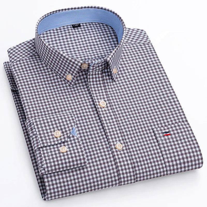 Camisa Hombre Mini Cuadros Manga Larga 100% Algodón Mendoza - foto 4
