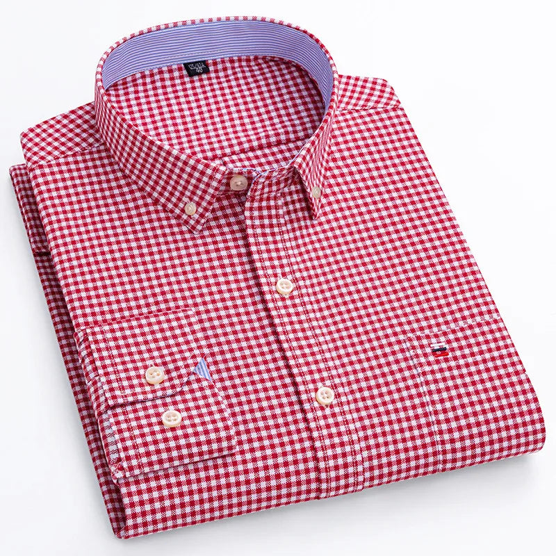 Camisa Hombre Mini Cuadros Manga Larga 100% Algodón Mendoza - foto 3