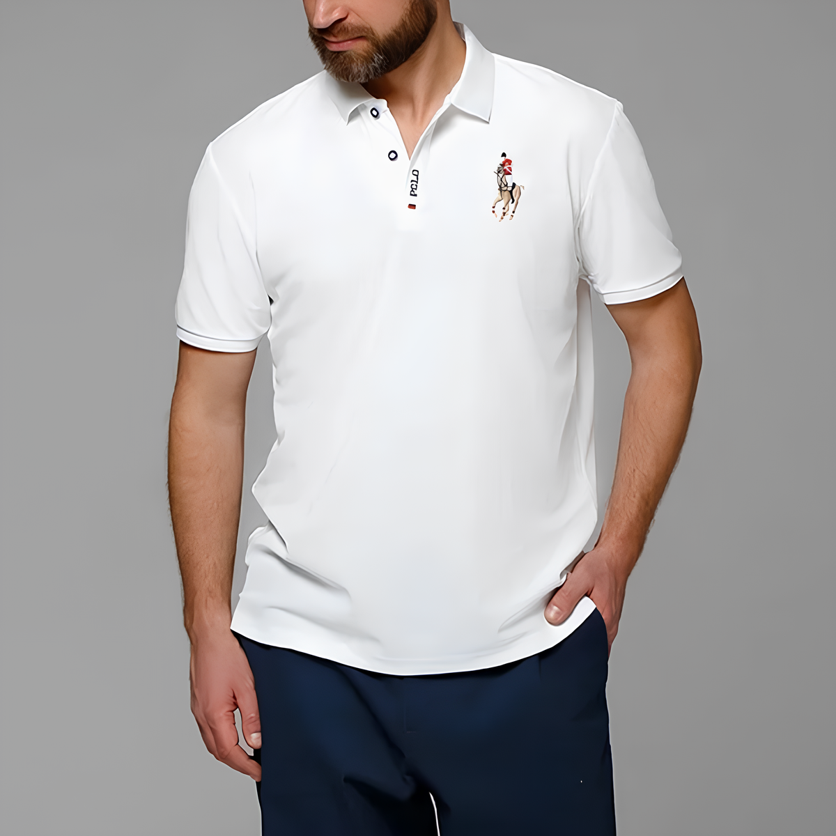 Camisa Polo Hombre Algodón Flores Manga Corta Bordada Casual - foto 14