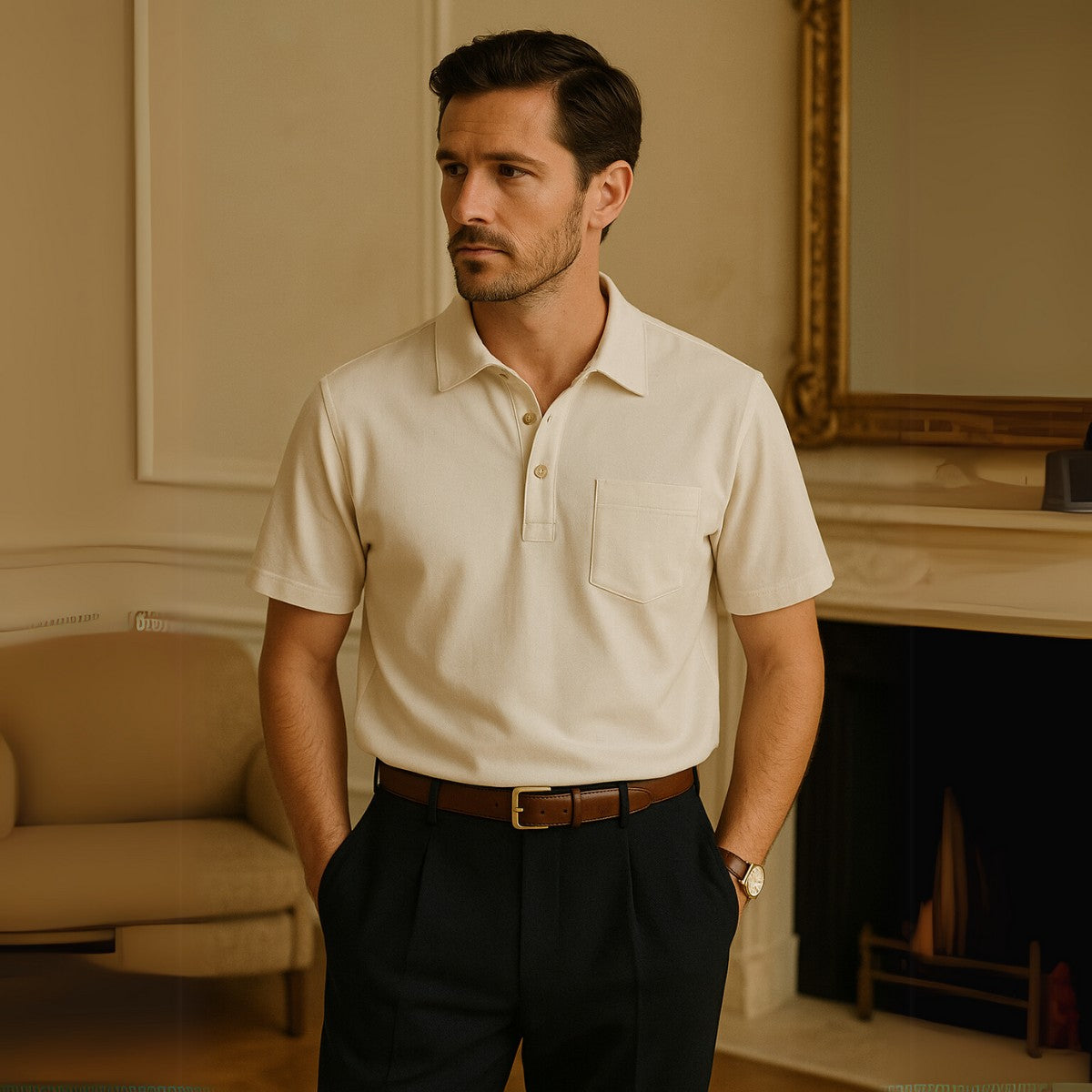 Camisa Polo de Lino Hombre Tigre Liviana y Elegante - foto 3