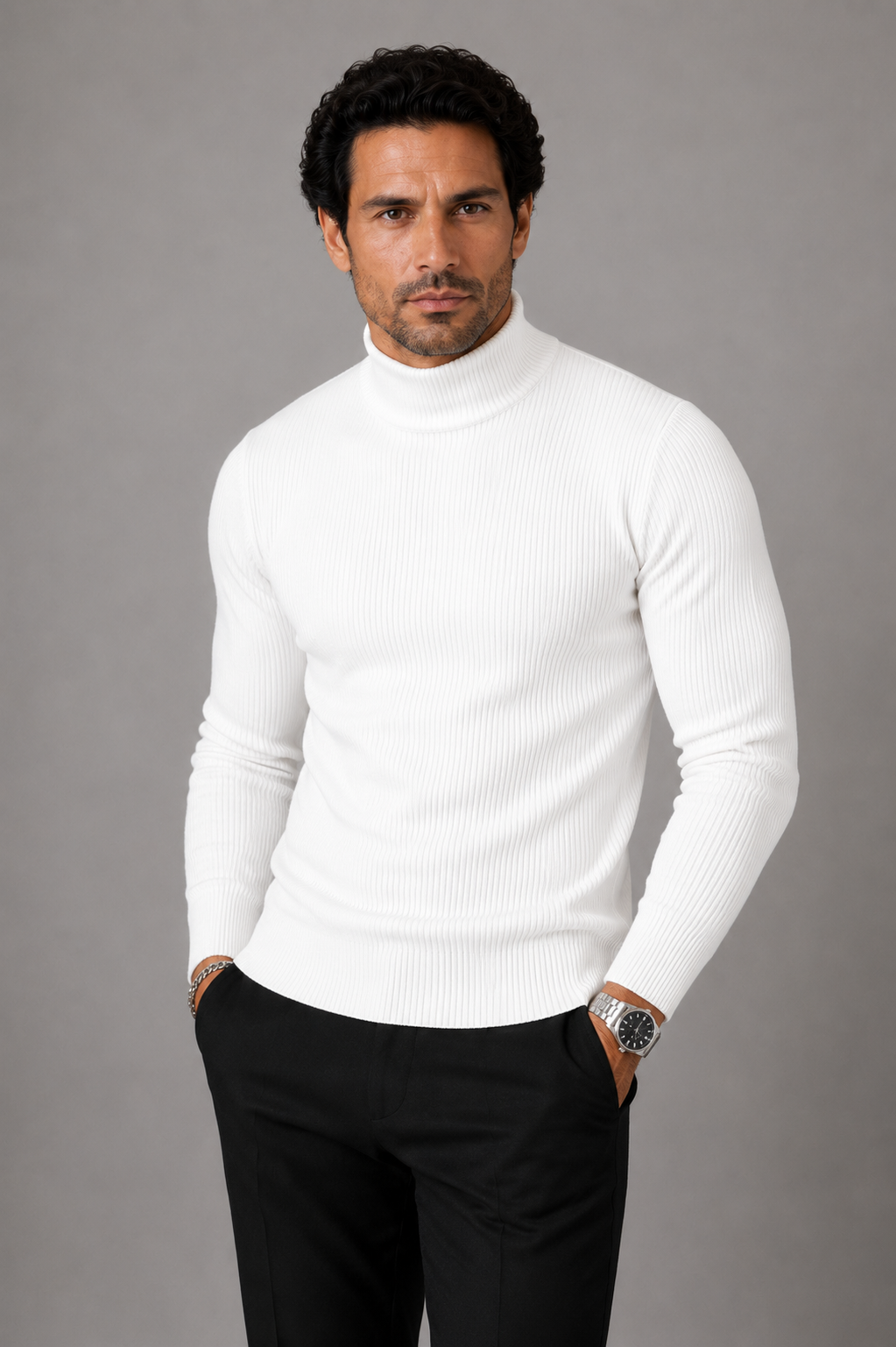 Sweater Hombre de Algodón con Elastano Calce Ajustado Ushuaia - foto 3
