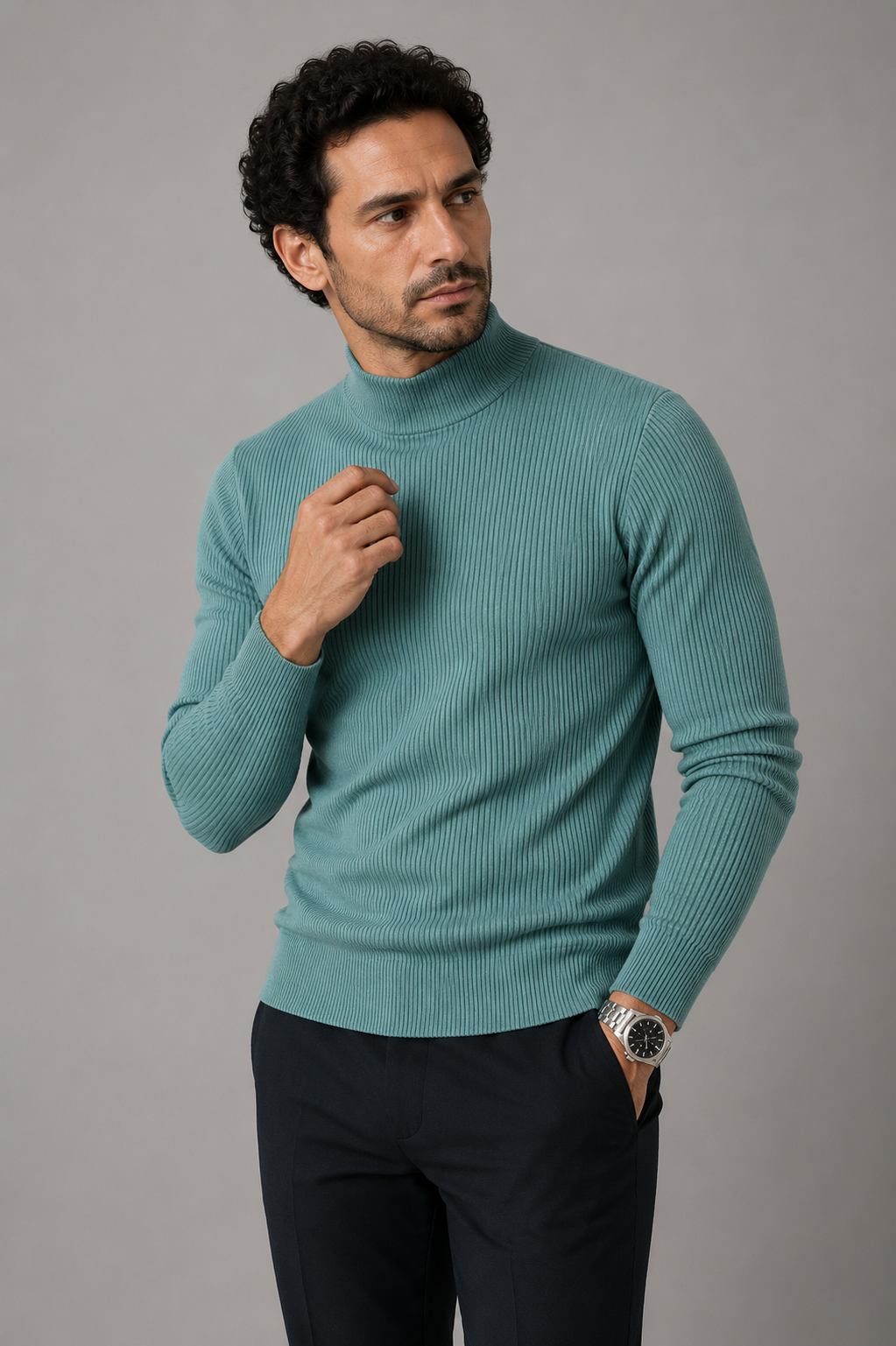 Sweater Hombre de Algodón con Elastano Calce Ajustado Ushuaia - foto 5