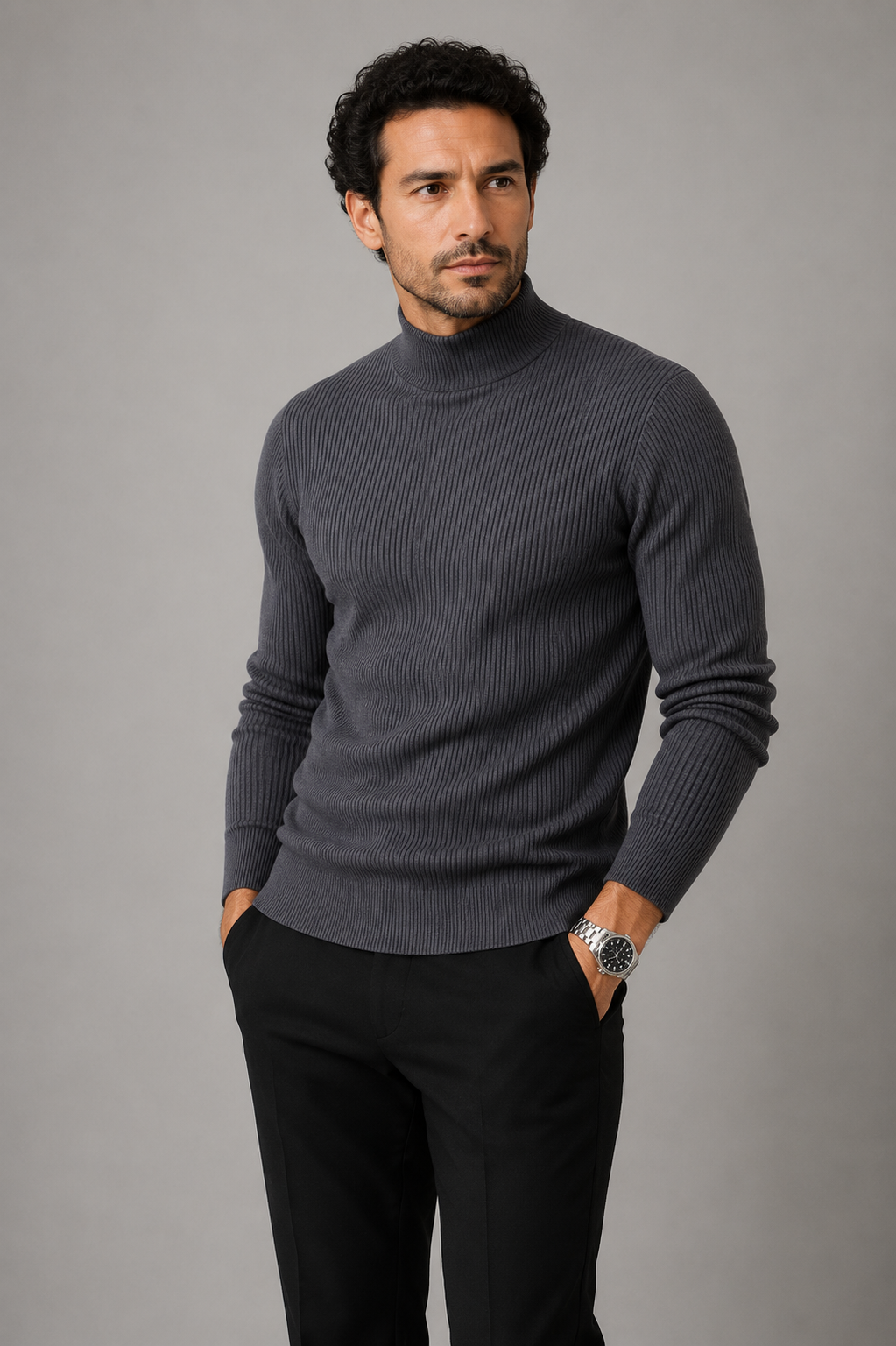 Sweater Hombre de Algodón con Elastano Calce Ajustado Ushuaia