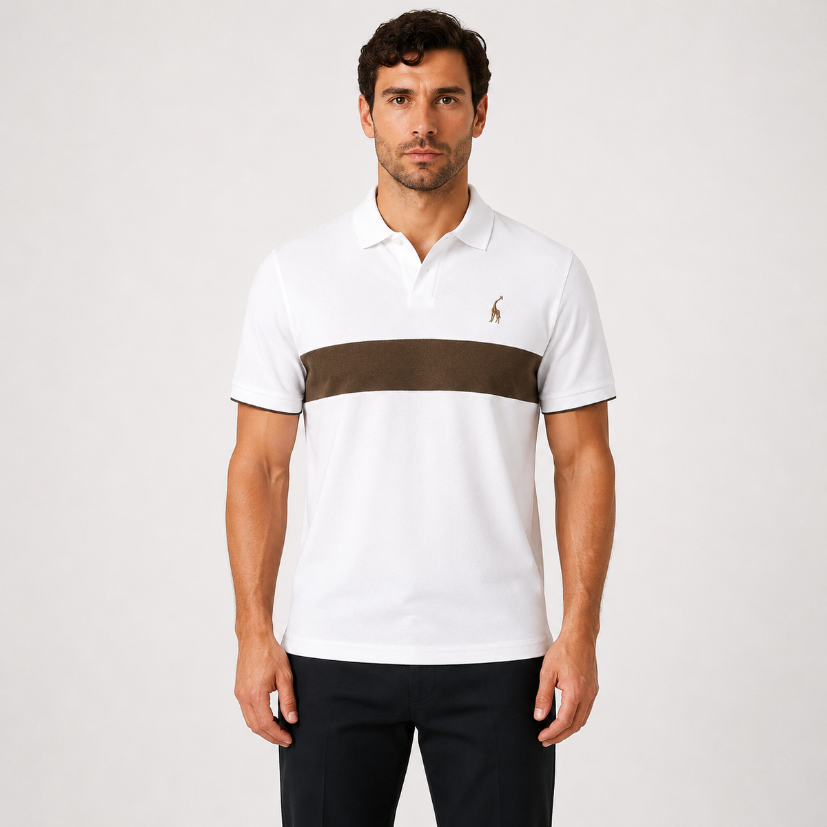Camisa Polo Hombre a Rayas con Bordado Jirafa Slim Fit Barracas