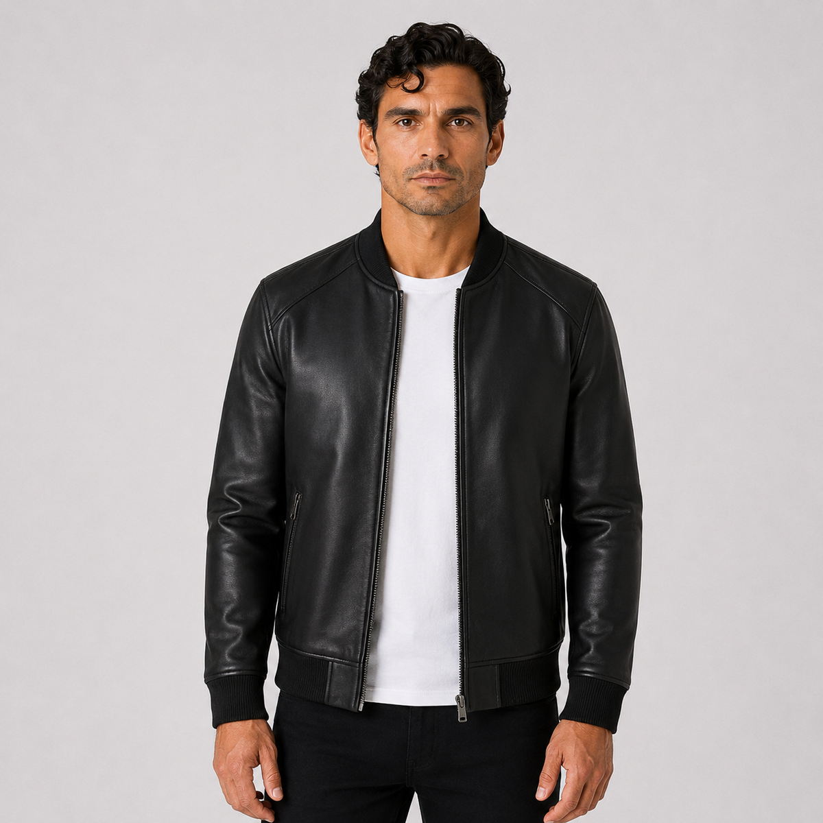 Campera Hombre de Cuero Sintético Bomber Villa Crespo
