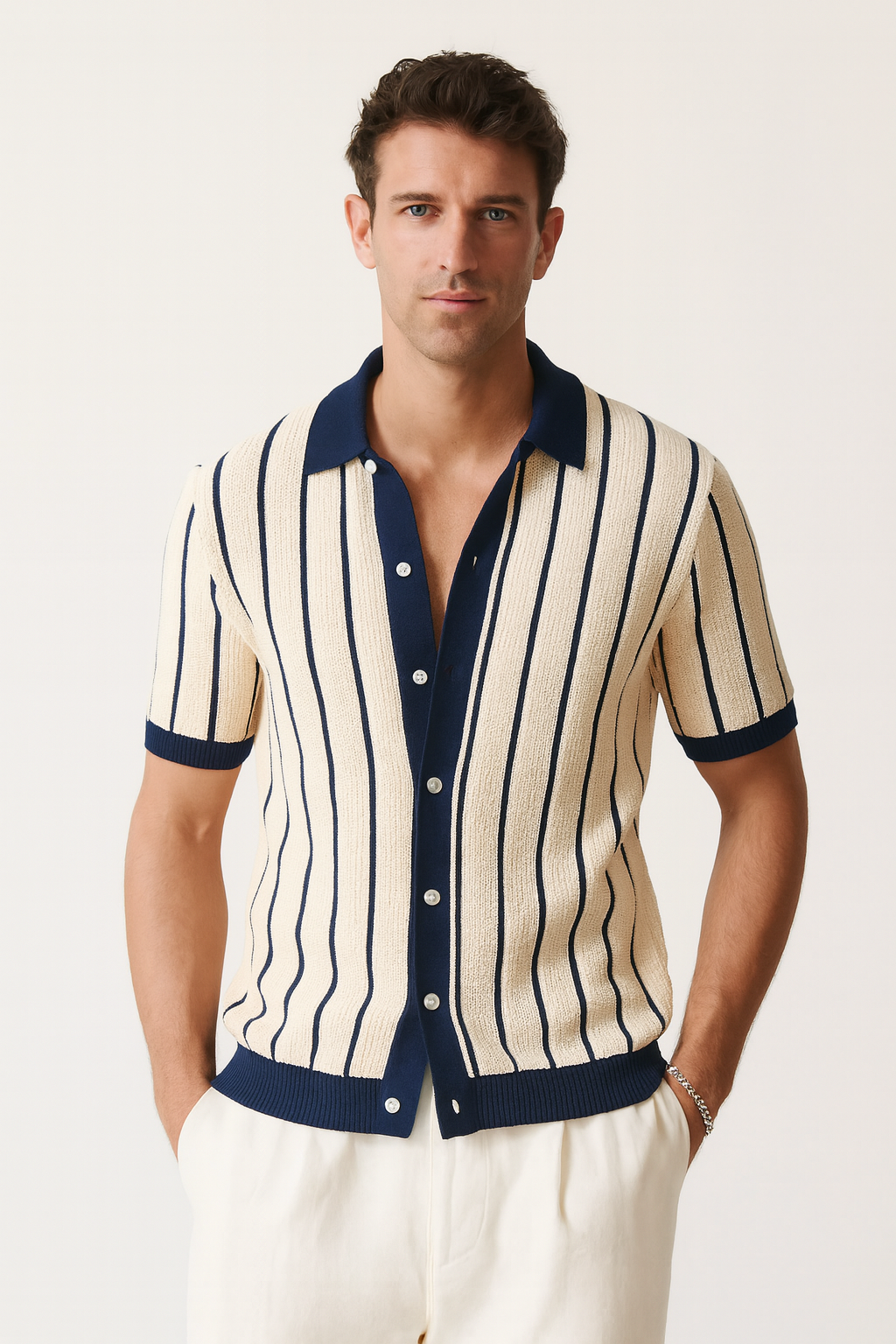 Camisa de Tricot Hombre Manga Corta Casual Iguazú