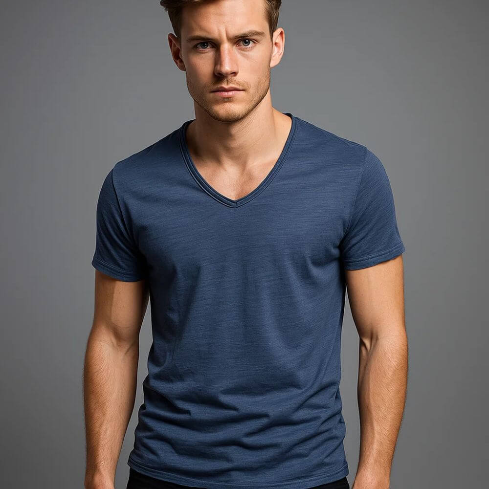 Remera Hombre 100% Algodón Slim Fit Cuello V Palermo - foto 3