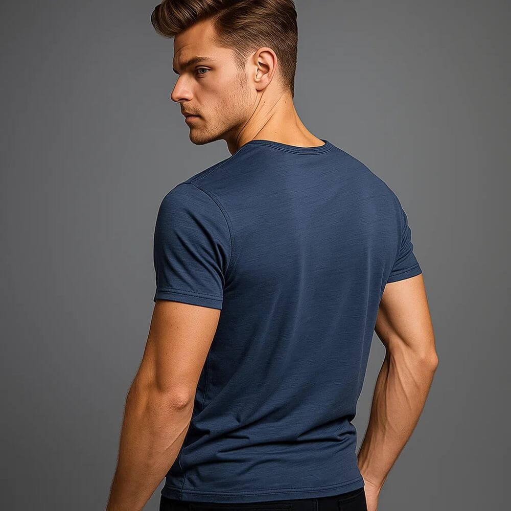 Remera Hombre 100% Algodón Slim Fit Cuello V Palermo - foto 4