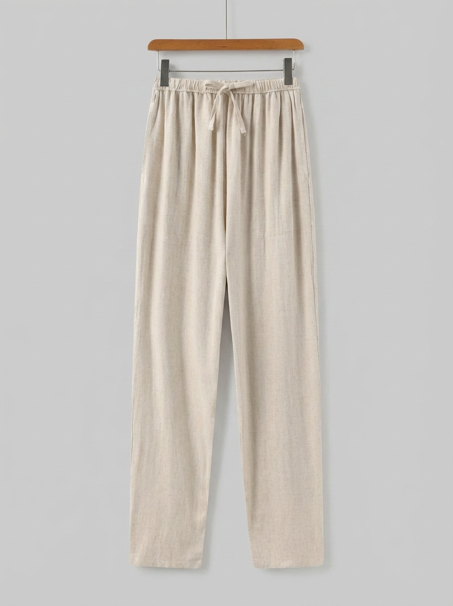 Pantalón de Lino Hombre Pierna Ancha Cintura Elástica Uspallata