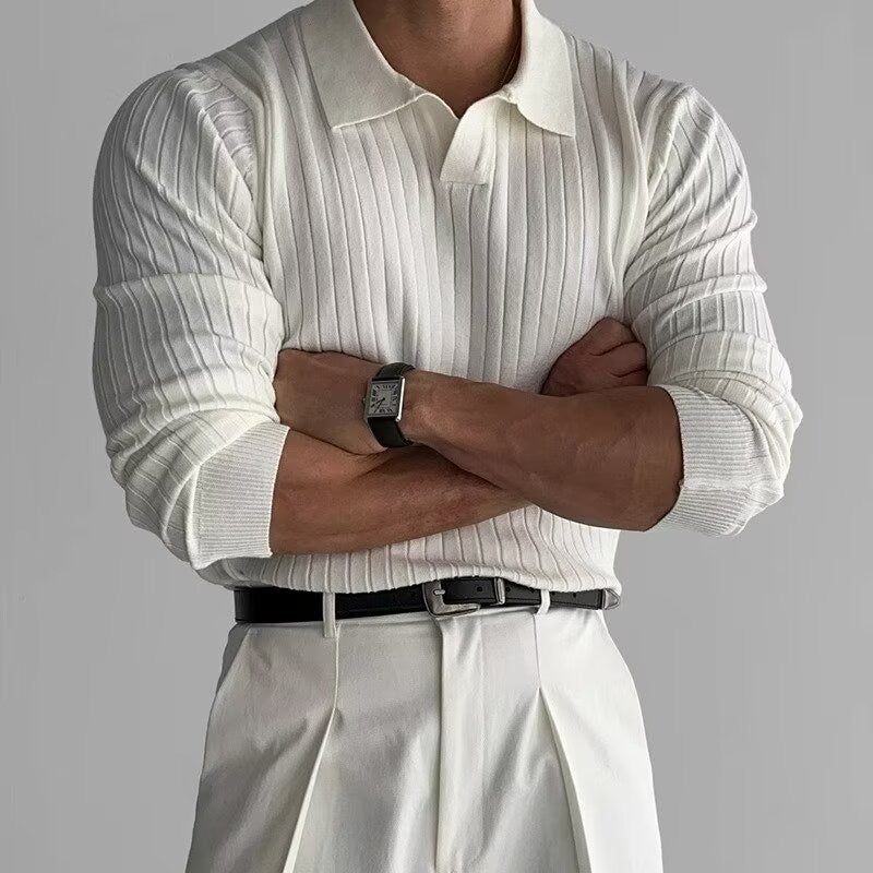 Camisa Polo Manga Larga Hombre Slim Fit Acanalada Portofino - foto 3