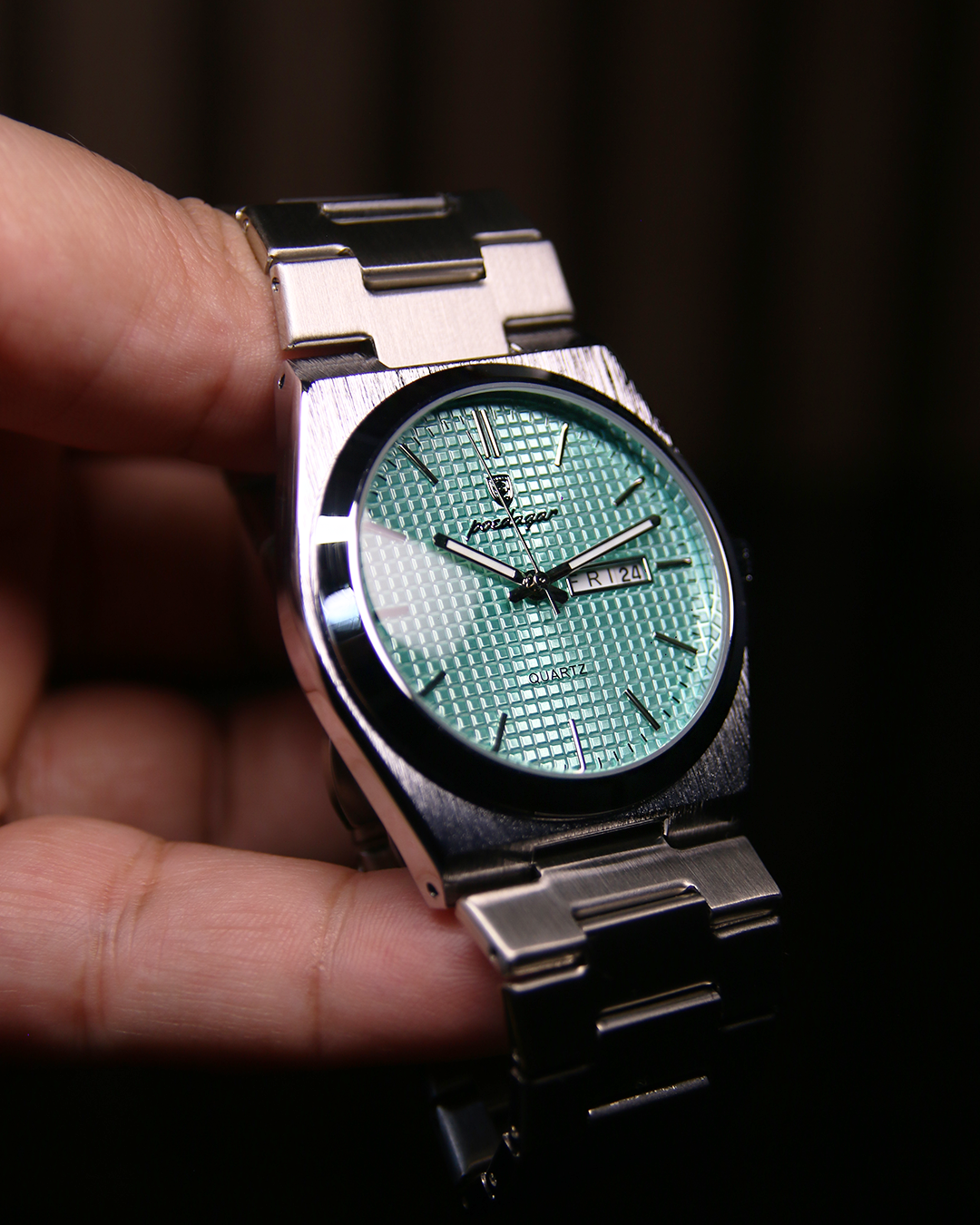 Reloj Hombre Relieve Dorado / Azul