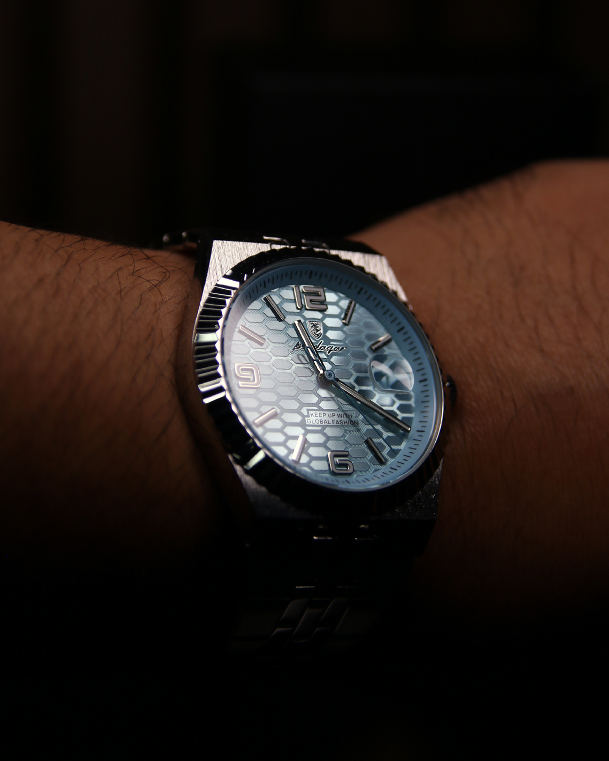 Reloj Hombre Diamante Dorado / Blanco