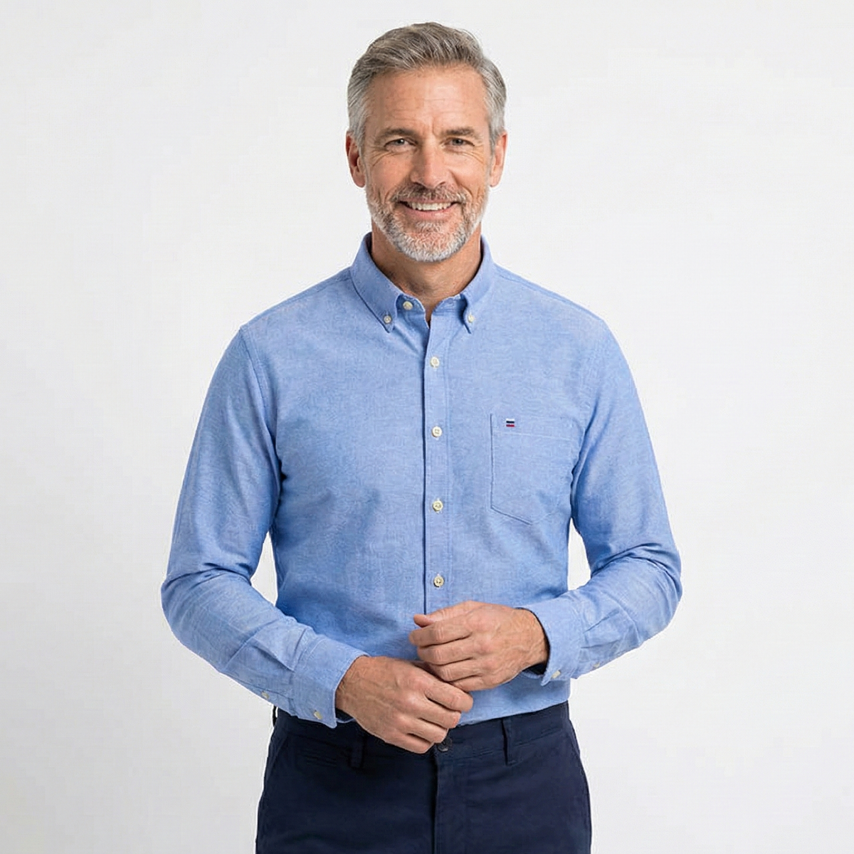 Camisa Oxford Hombre Manga Larga Ancona Algodón Premium
