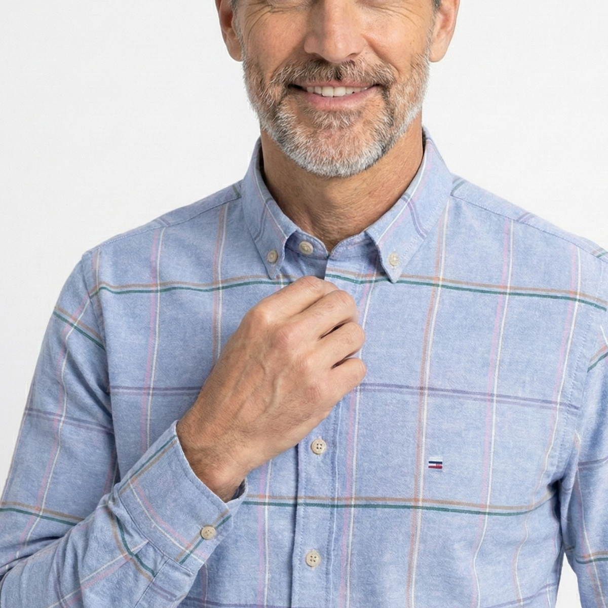 Camisa Hombre a Cuadros Azul Manga Larga 100% Algodón Casual - foto 4