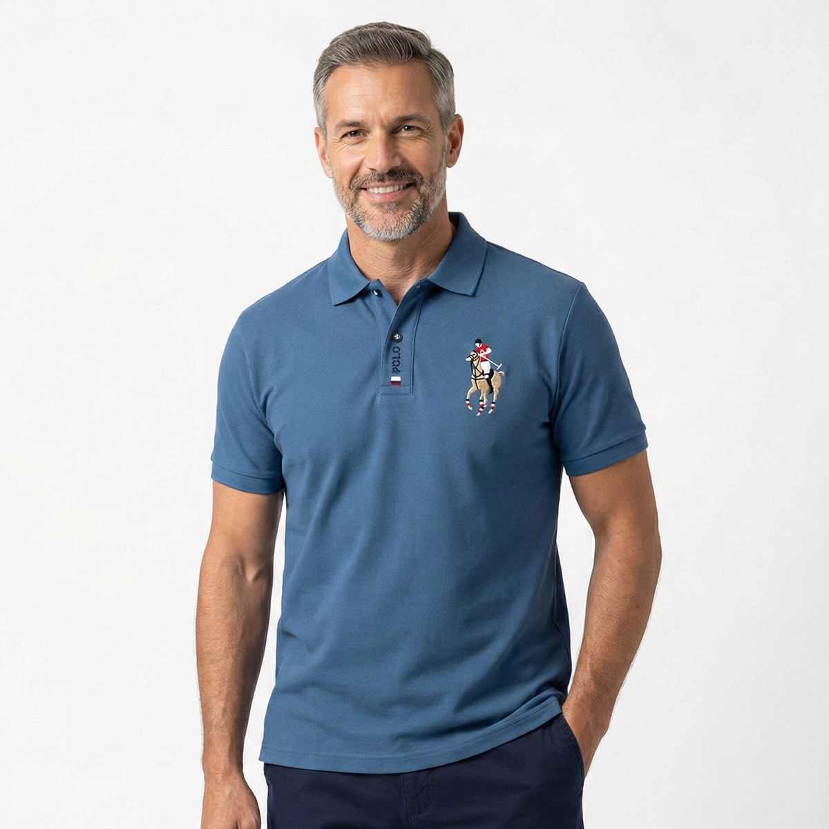 Camisa Polo Hombre Algodón Flores Manga Corta Bordada Casual