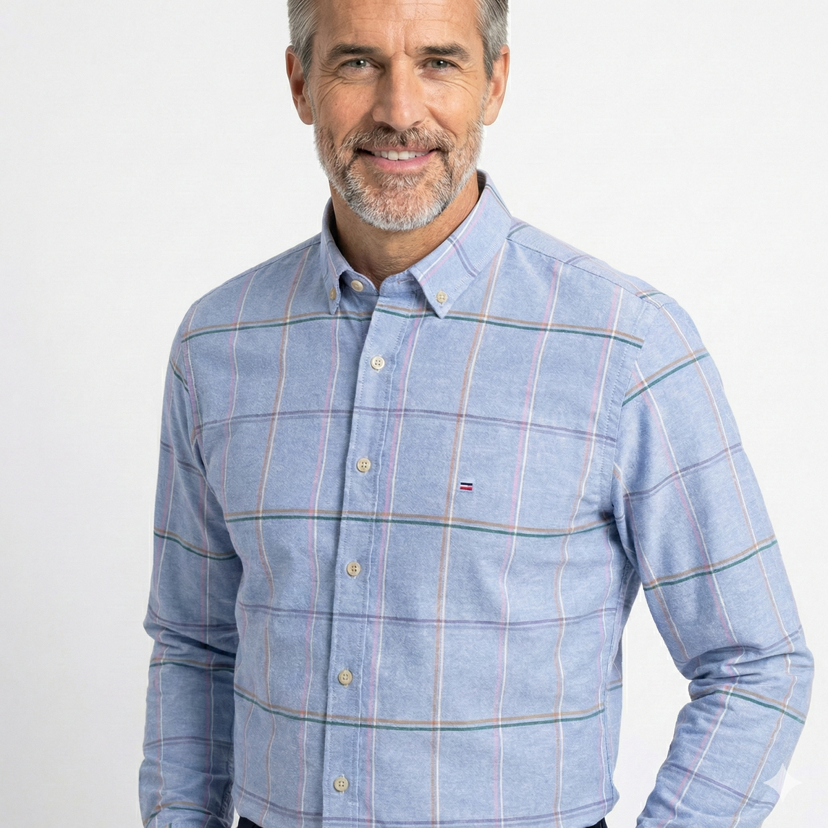 Camisa Hombre a Cuadros Azul Manga Larga 100% Algodón Casual - foto 3