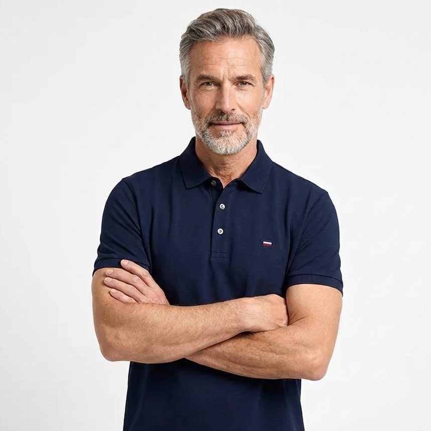 Camisa Polo Hombre 100% Algodón Bordada Cuello Polo Casual Elegante