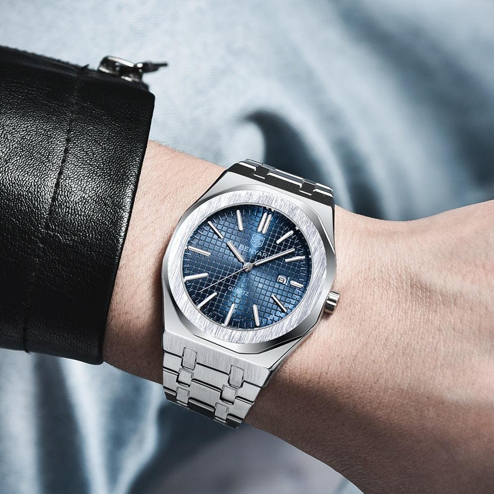 Reloj Hombre Octógono Azul