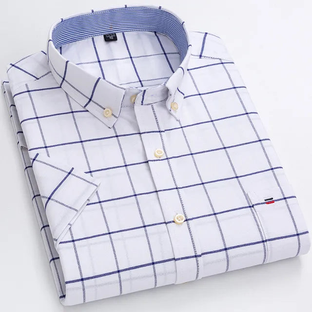 Camisa Hombre a Cuadros Manga Corta 100% Algodón con Bolsillo - foto 4