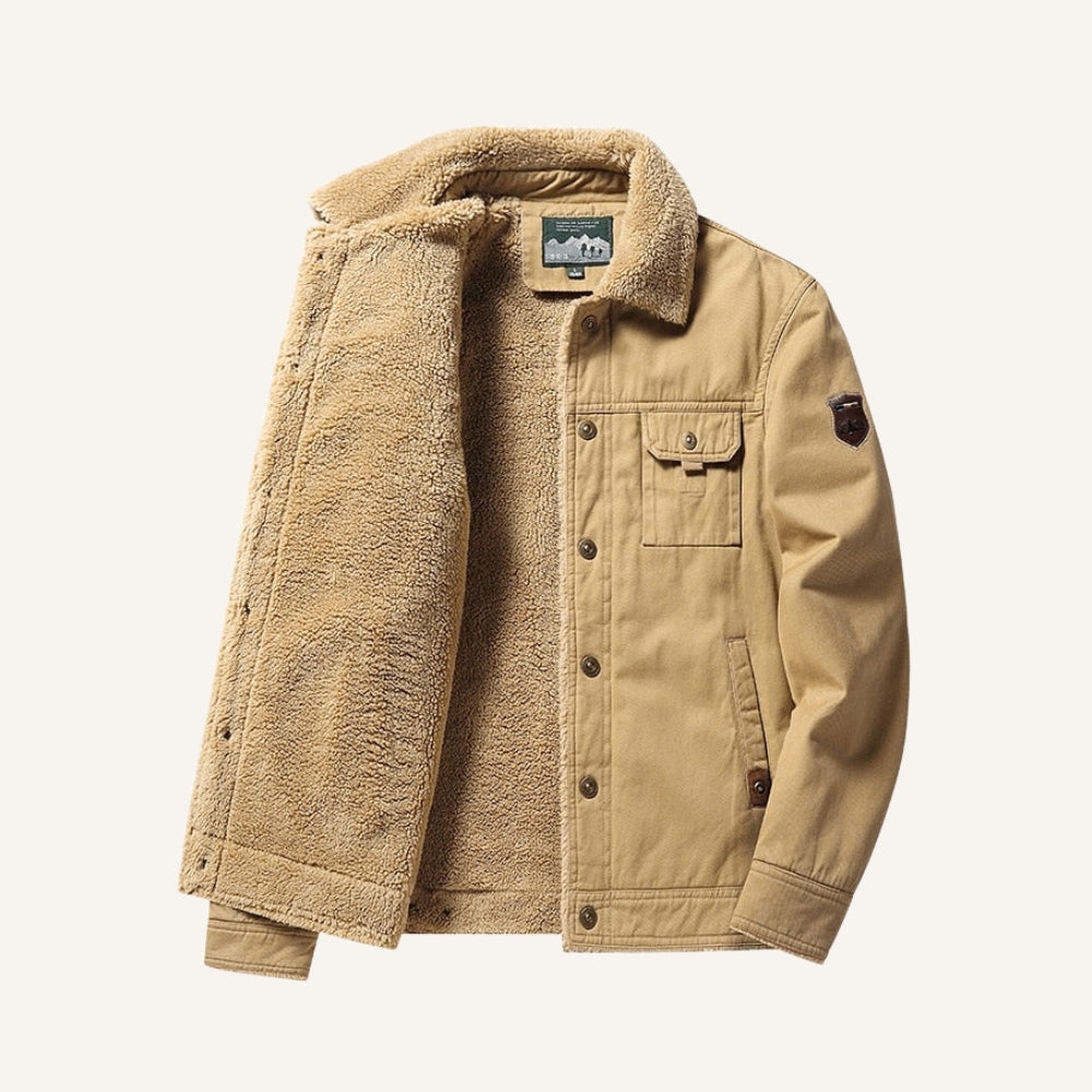 Campera Hombre Invierno Forrada en Corderito Lombardi Estilo Old Money - foto 2