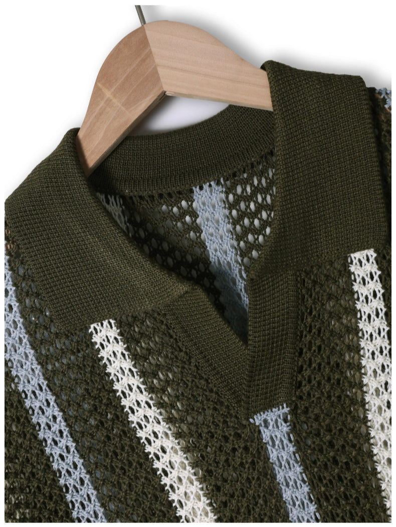 Camisa de Crochet Hombre Manga Corta Casual Corrientes - foto 12