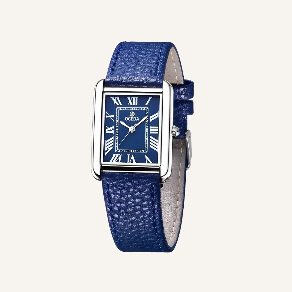 Reloj Hombre de Cuero Rectangular Azul Cuarzo Elegante - foto 2