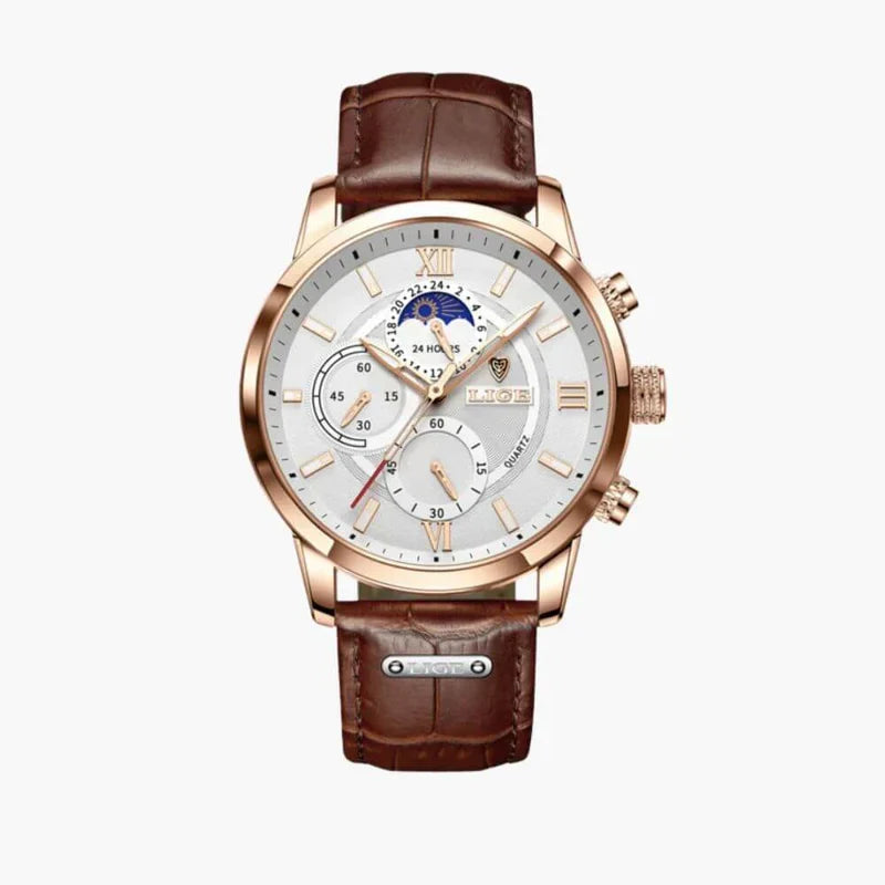 Reloj Hombre Clásico Cronógrafo Malla de Cuero Lugano - foto 2